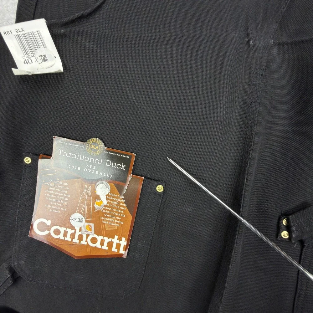 Carhartt Double Knees Duck Bibs Overalls Mens 40x32 R01 BLK Black NWT NOS READ‎